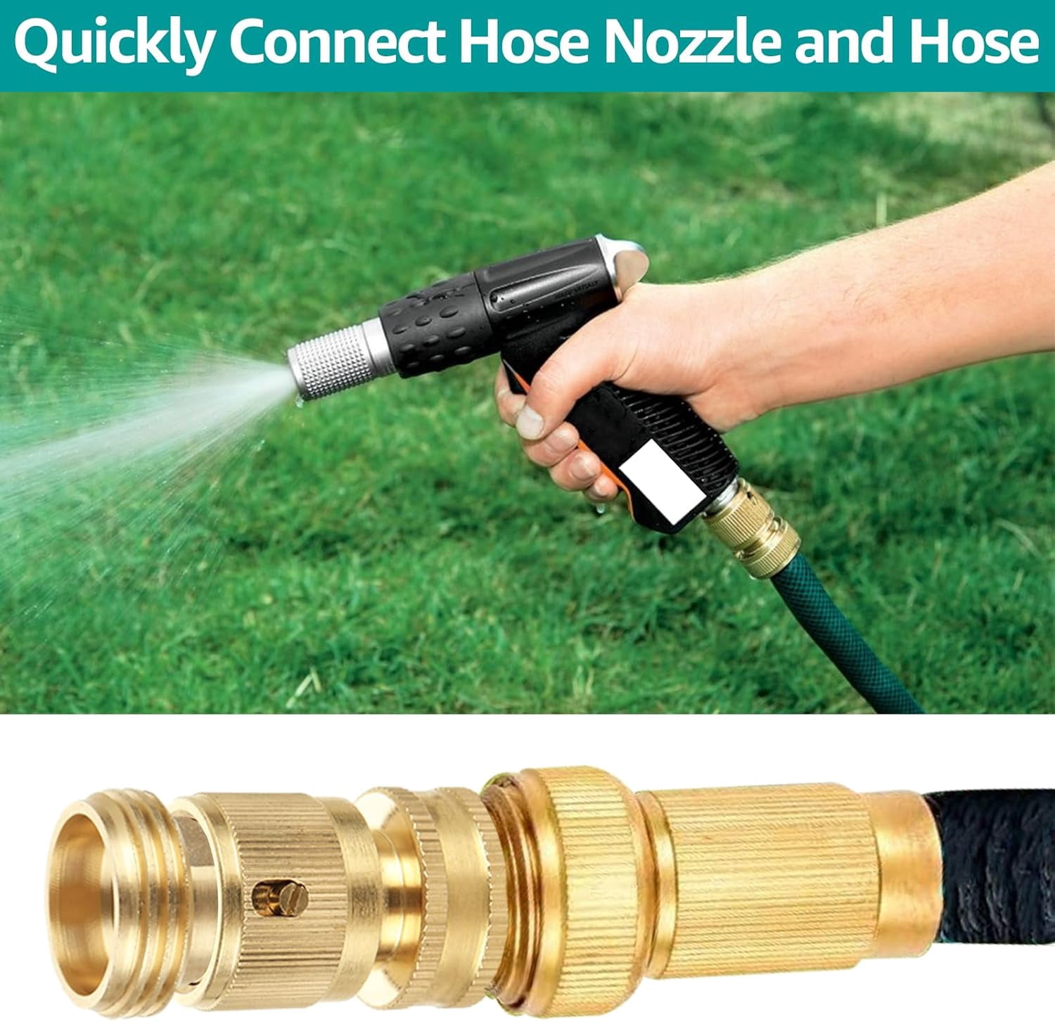 8 Pcs 3/4 Inch Garden Hose Quick Connector Fittings, Solid Brass Water Hose Connectors, No-Leak Female and Male Quick Connect Set