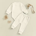thumbnail image 4 of WUANDIXFA Aunties Bestie Baby Clothes Gender Neutral Baby Boy Girl Embroidery Waffle Sweatshirt Bodysuit Romper Pant Fall Outfit (White, 0-3 Months), 4 of 4
