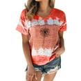 thumbnail image 1 of MITCOWBOY Hauts pour Femmes, Mode Décontractée, Col Rond à Fleurs, Impression Teinture sur Nœuds, T-Shirt à Manches Courtes, Blouse, Hauts, Chemises pour Femmes, Chemises Roses pour Femmes, Vin S (Liquidation), 1 of 1