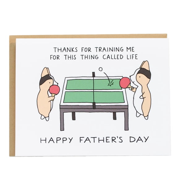 Father’s Day Card with Fun Corgi Characters – “Thanks for Training Me” Message – Envelope Included, Blank Inside – Perfect for Dads, Step-Dads, and Father Figures