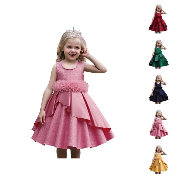 Puff Satin Princess Gown – Big Kids Celebration Dress Ages 4-10, Formal Party & Recital Wear, Luxe Coordination with Pink Dress for Girls Looks