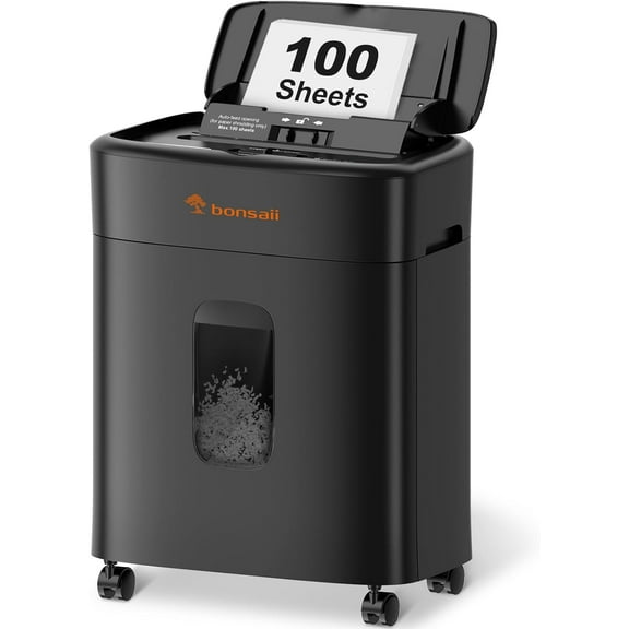 100 Sheets Auto Feed Paper Shredder, Up to 30 Minutes Shredders for Home Office Use, Micro-Cut Heavy Duty Shredder / 4.2 Gallons/Security Level P-4 (C231-D)