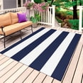 thumbnail image 4 of Outdoor Rug 3x5 ft Blue White Stripes Outdoor Large Area Rug Non Slip Rubber Simple Style Striped Front Door Mat RV Rug Camping Carpet Patio Outdoor Rugs for Backyard Balcony Deck Porch Indoor, 4 of 9