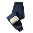 thumbnail image 4 of Hxshgdsn Mens Winter Fleece Joggers Pants Sherpa Lined Elastic Waist Sweatpants With Zip Pocket Navy Xl, 4 of 4