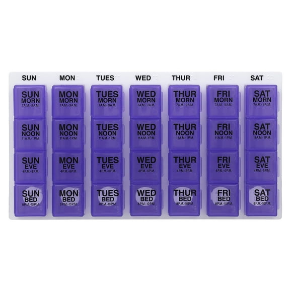Ezy Dose Weekly (7-Day) Pill Organizer, Large Pop-Out Compartments, 4 Times a Day (Large)