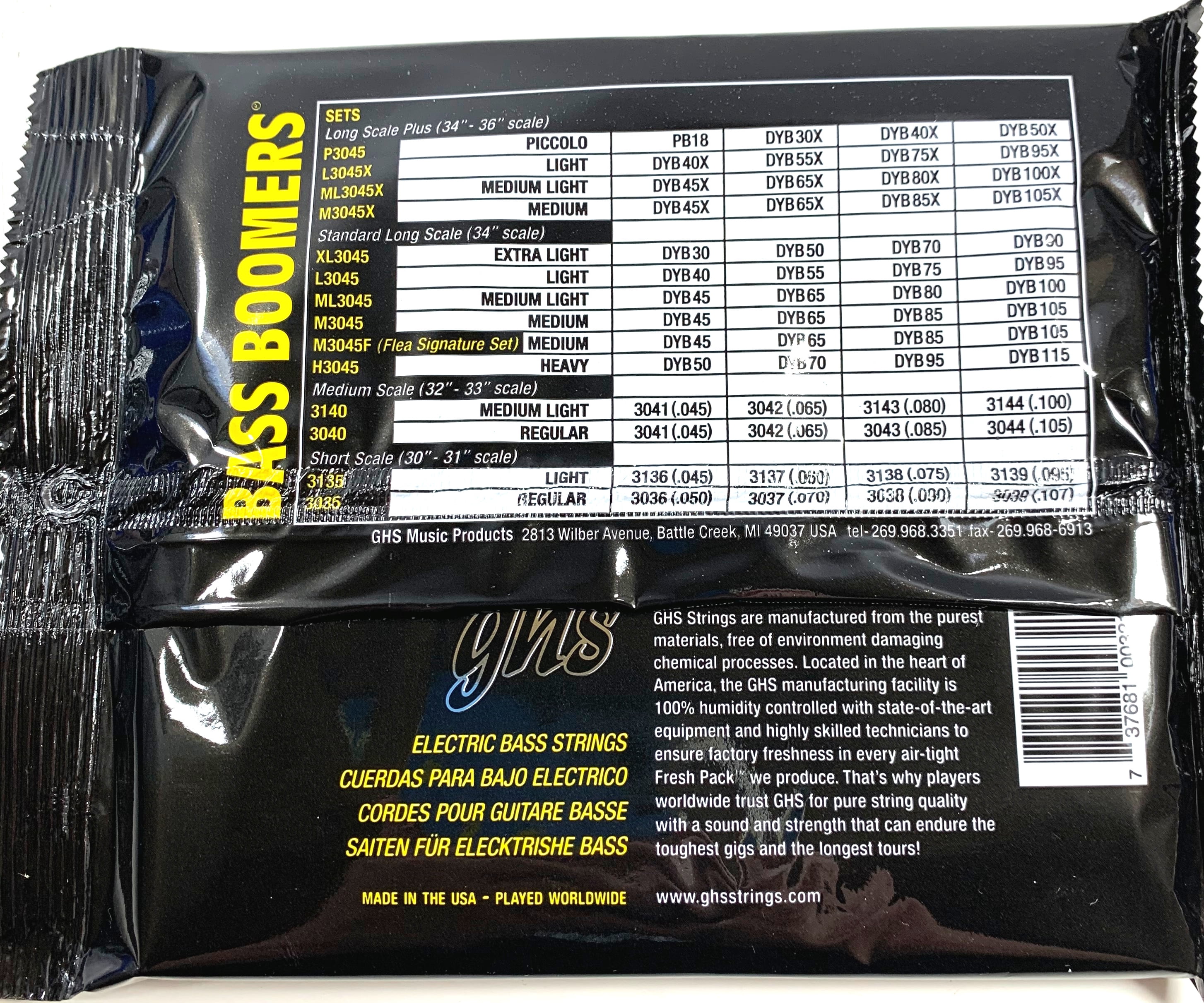 GHS Medium Light Bass Boomers ML3045X 45-100