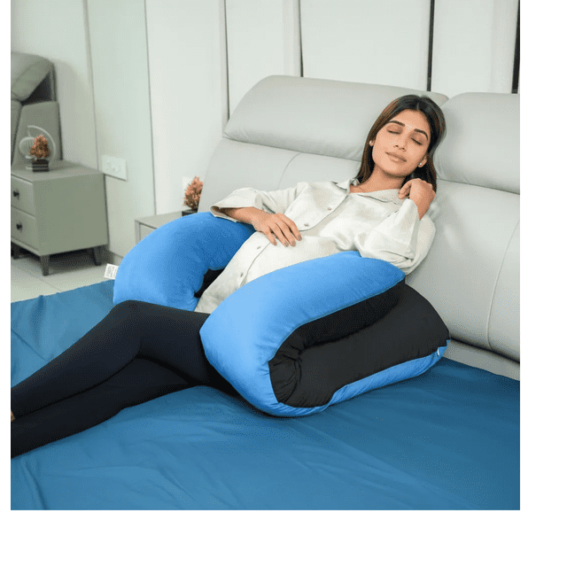 Almohada Para Embarazo Y Lactancia Jumbo Xtellar Negro Con Turquesa Geométrico
