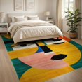 thumbnail image 3 of ODIKA 8'x10' Washable Area Rug Non-Shedding, Easy Care, Coral Retro Abstract Funky Face Eclectic Maximalism Vibrant Interlocking Shapes, Bold for King Size Bedroom Under Bed, Master Suite, 3 of 7