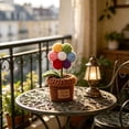 thumbnail image 5 of Artificial Crochet Flower Pot, Handmade Knitted Mini Potted Plant, Faux Floral Desk Decor, Soft Yarn Arrangement for Home Office Shelf Tabletop Accent Gift Idea, 5 of 6
