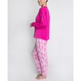 thumbnail image 3 of Hanes Women's Comfort Sleep Legacy Rib Knitted Top And Jogger Bottom Pajama Set, Berry/Damask, 3X, 3 of 4