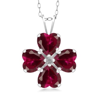 Gem Stone King Sterling Silver Peridot & Ruby Heart Pendant Necklace - 3.58 Ct, 18 Inch Chain