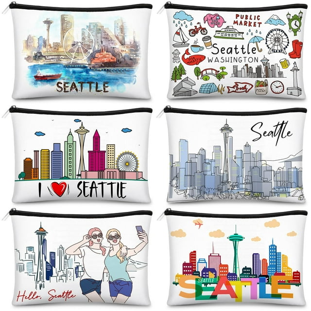 Bolsa de cosméticos Reginary City Souvenir Seattle, 6 unidades, para mujer