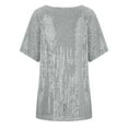 thumbnail image 5 of Mittory Women Sparkly Sequin Blingbling V-Neck Short Sleeve Loose Summer Top T-Shirt Tee, 5 of 7
