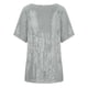 thumbnail image 5 of Tops Para Mujer Elegante Blusa Casual Manga Corta Lentejuelas Suelta Polluer Camisa Sólida Con Cuello en V Odeerbi  ODB163783, 5 of 8