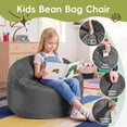 thumbnail image 2 of Fulsmile 2.5Ft Bean Bag Chair for Kids with Memory Foam Filling Kid Beanbag Chair Detachable Soft Cover for Bedroom Living Room, Velvet Grey, 2 of 7