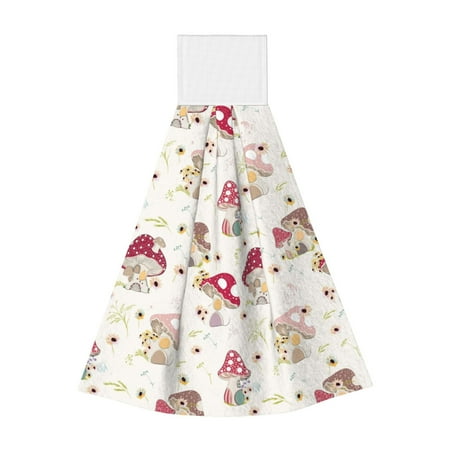 

Sikiie Floral Mushroom Hand Towel with Loop Hanging Towel Absorbent Tie Towels for Kitchen Tea Bar Bathroom Decor