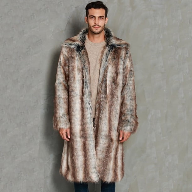 Abrigo cálido de invierno para hombre, abrigo de piel de moda informal, abrigo largo de piel gruesa, gabardina de gran tamaño para hombre