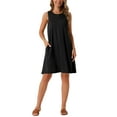 thumbnail image 2 of Vestidos de verano para mujeres INSPIRE CHIC, vestido de tirantes con estampado de teñido anudado, vestido casual de playa sin mangas, vestido suelto tipo camiseta con bolsillos, XL negro, 2 of 6