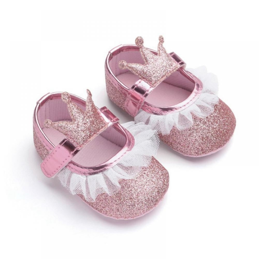 Infant Baby Girl Crown Outfit Pram Shoes Toddler Child Party Wedding Dress Shoes 