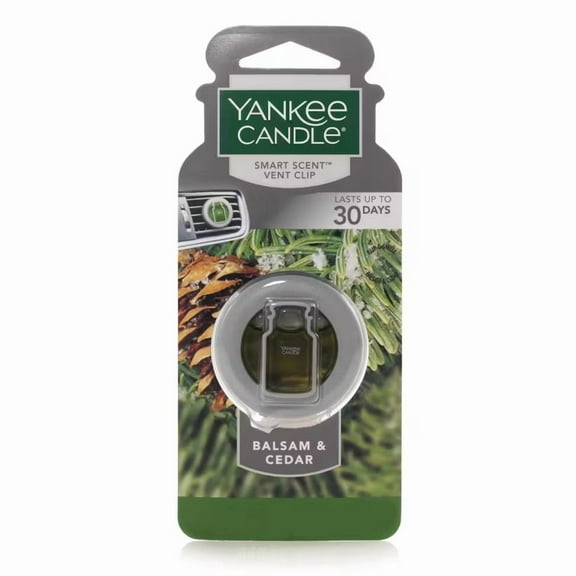 Yankee Candle Smart Car Vent Clip Air Freshener that Last up 30 days, Balsam & Cedar