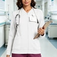 thumbnail image 7 of Vivianyo HD Women's V‑Neck Zip Up Nurse Work Sweatshirt, Fitted Stretch Long Sleeve Top, Fall Uniform Cover Up with Pen Sleeve Slots and Pockets for Medical Workplace and Daily Errands, Sizes S-2XL, 7 of 7