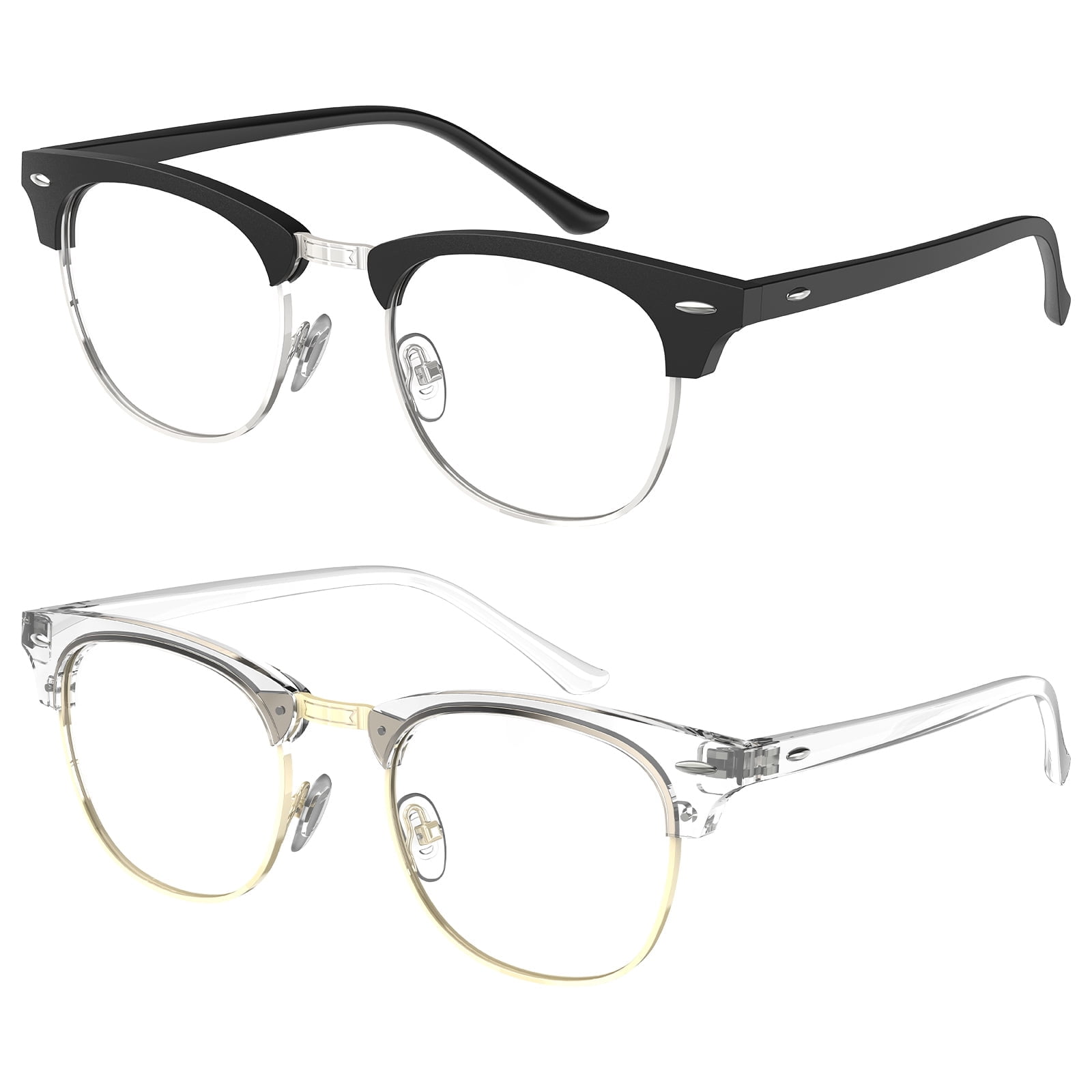 ANYLUV Blue Light Glasses for Women and Men,Advanced Computer Glasses,Semi Rimless Glasses(2 Packs)