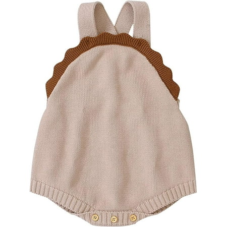 

YOUI-GIFTS Newborn Baby Girls Knitted Romper Infant Backless Jumpsuit Bodysuit for Infant Toddler