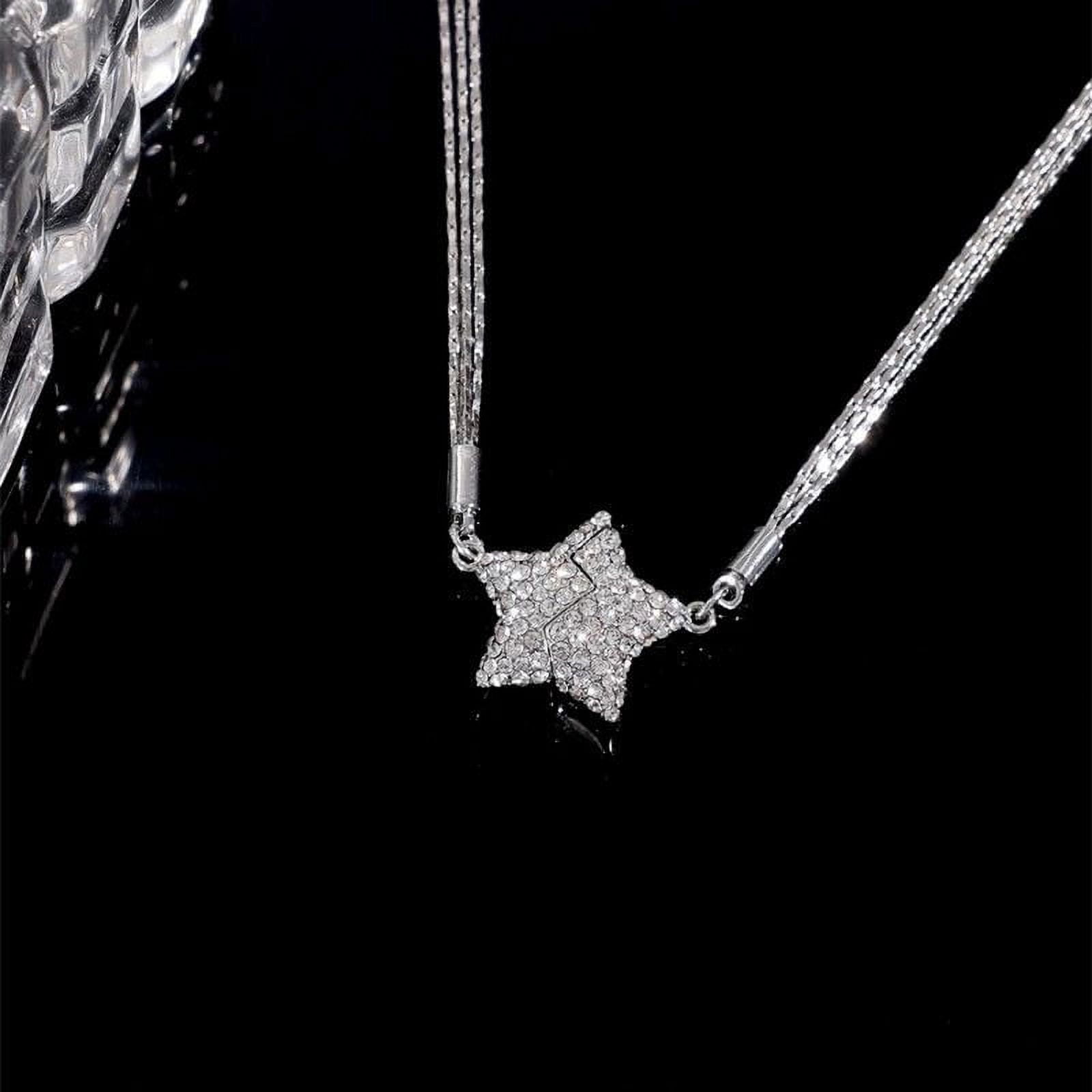 10Pcs Magnetic Layered Necklace, Fufafayo Magnetic Three Layer Necklace, Sparkling Metal Inlaid Collar Chain, Elegant Layered Jewelry for Women, Gift for Her, Magnetic Suction Necklace for Daily Wear