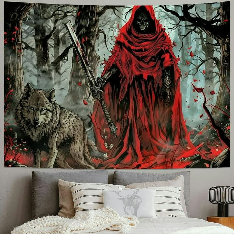 Skeleton moon tapestry hotsell