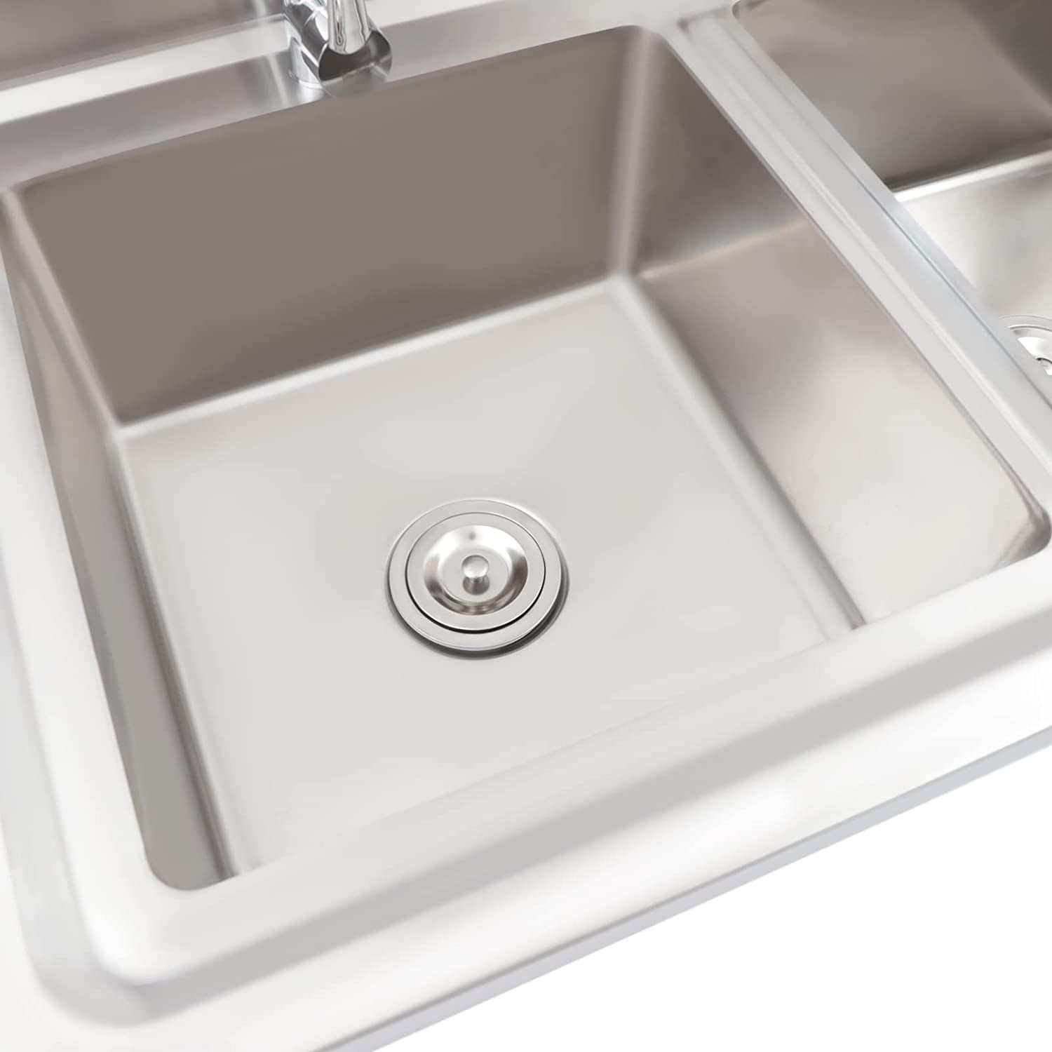 Miumaeov Commercial Stainless Steel Kitchen Utility Sink w Backsplash 2 Compartments