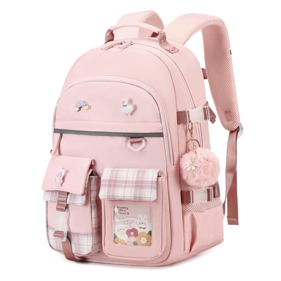 Mochila KIDNUO para niñas, portátil, 15.6 pulgadas, mochila escolar, rosa