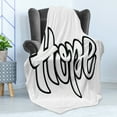 thumbnail image 4 of Hope Soft Flannel Fleece Throw Blanket, Hand Drawn Monochrome Inspirational Lettering Words Composition, Cozy Plush for Indoor and Outdoor Use, 50" x 70", Black and White, by Ambesonne, 4 of 5