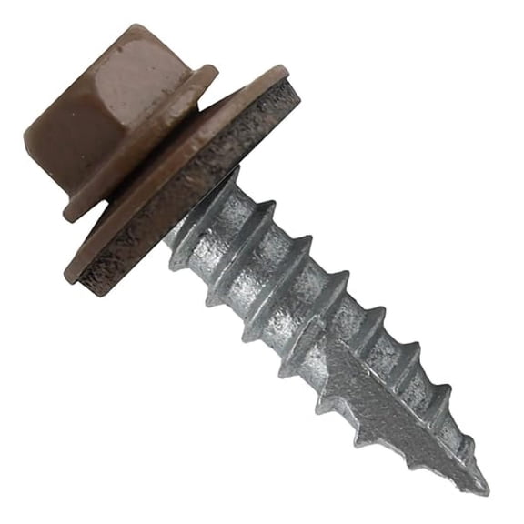 #14 Metal ROOFING SCREWS: (250) Screws x 1" LIGHT BROWN Hex Head Sheet Metal Roof Screw. Self starting/tapping metal to woodsheet metal screws with EPDM washer. for corrugated roofing