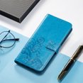 thumbnail image 5 of Wallet Case For Samsung Galaxy S21 FE, Clover Embossed Magnetic Closure Premium PU Leather [Folio Flip][Kickstand][Card Slots][Wrist Strap][Kickstand]Phone Cover For Samsung Galaxy S21 FE, Blue, 5 of 7