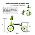 thumbnail image 5 of KRIDDO Baby Balance Bike, Pony Toys for 1 Year Old Boys and Girls, Toddler Bike for One Year Old First Birthday Gifts Baby Tricycle 10-24 Months, Green w T rex, 5 of 6
