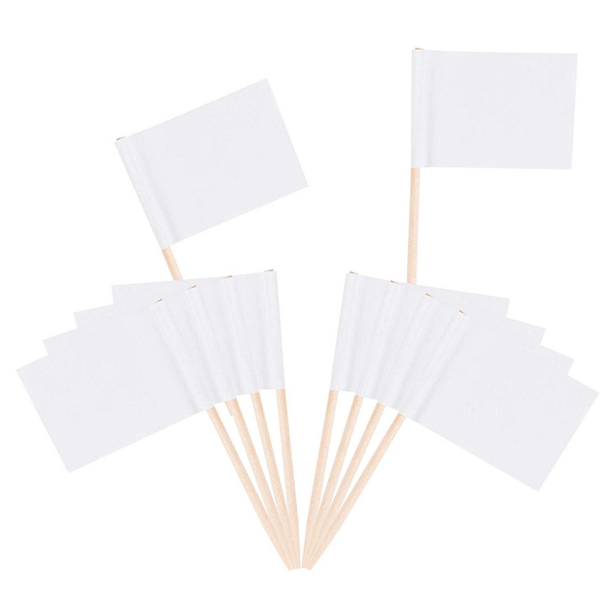 Blank Toothpick Flags 250 Piece Cupcake Toppers With White Flags