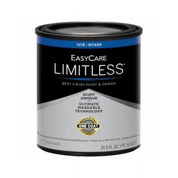 EasyCare LLISE1-QT Limitless Interior Paint & Primer, White Satin Acrylic Latex, Qt. - Quantity 1