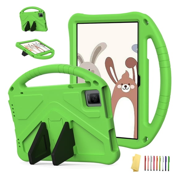 Allytechgroup Kids Case for T-Mobile REVVL Tab 5G (2023) 10.36 Inch, Slim EVA Shockproof Heavy Duty Case with Foldable Kickstand / Handle Kids Friendly Case for Boys Gilrs Children, Green
