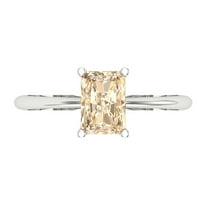 1 ctw Solitaire Anniversary Ring for Women | Radiant Cut Natural Morganite | Hyperallergenic Solid 18K White Gold