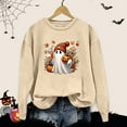 thumbnail image 4 of Tiweut Womens Casual Sweatshirts Vintage Printed Long Sleeve Round Neck Loose Fit Pullover Stylish Everyday Wear Relaxed Fit Tops Beige,L, 4 of 5