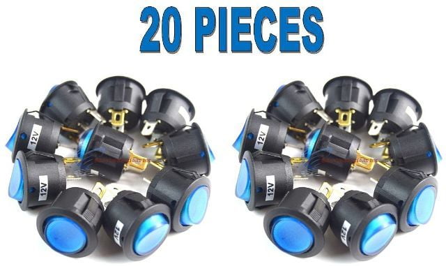 20 pieces Round Toggle Switch with Blue Color  LED 12 Volt Car Lighting New 