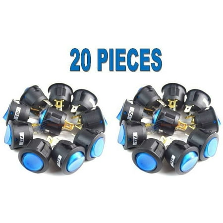 20 pieces Round Toggle Switch with Blue Color  LED 12 Volt Car Lighting