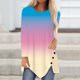 thumbnail image 3 of Mujeres Casual Gradiente Impreso Manga Larga Cuello Redondo Botones Irregular Pullover Blusa Tops Fridja fjkfkj1794, 3 of 5