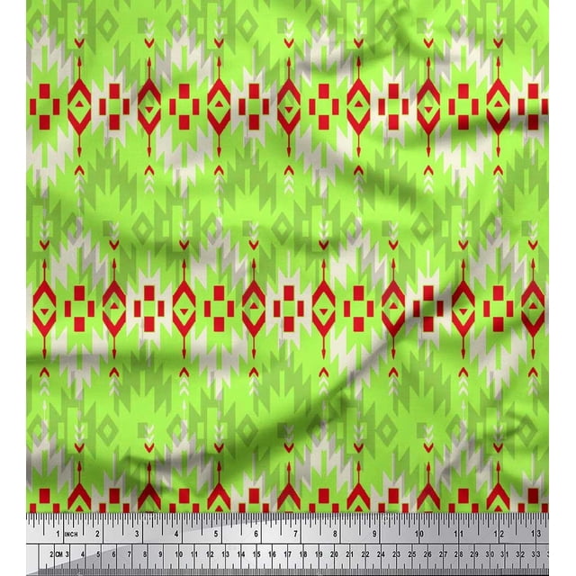 Soimoi Rayon Fabric Aztec Geometric Printed Fabric 1 Yard 42 Inch Wide