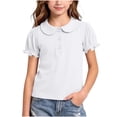 thumbnail image 1 of Odeerbi Camisas de Golf de Chicas Algodón Peter Pan Collar Puff Camisas de Tenis de Manga Corta, 1 of 7