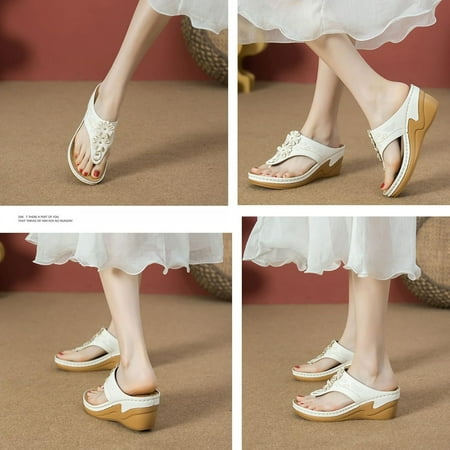 

SHYKA Wedge Sandals for Women Dressy Summer Women s Comfy Orthotic Sandals with Arch Support Plantar Fasciitis Slides Dress Shoes