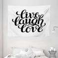 thumbnail image 1 of Live Laugh Love Decor Tapestry, Simplistic Inspiration Quote Minimalist Featured Typography Design, Wall Hanging for Bedroom Living Room Dorm Decor, 80W X 60L Inches, Black White, by Ambesonne, 1 of 2