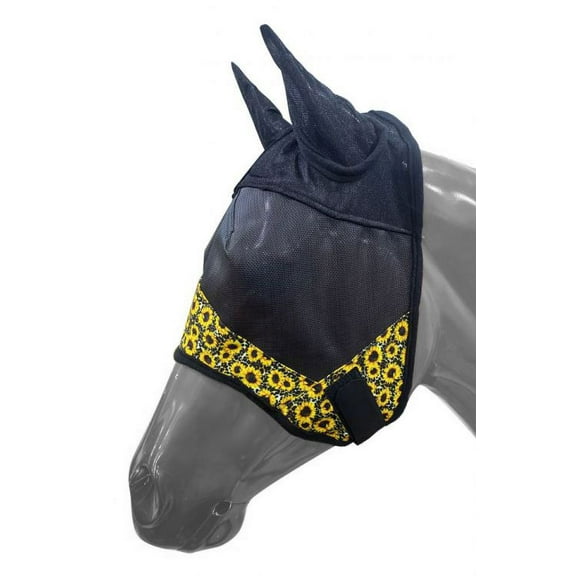 Showman Sunflower & Cheetah Print Fly Mask w/ Ears (Small)