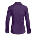 thumbnail image 3 of J. METHOD Women's Button Down Shirt Long Sleeve Roll Up Stretch Collar Office Work Formal Casual Basic Blouse Top NEWT04 Purple XL, 3 of 5