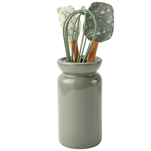 Cook With Color Ceramic Mini Crock Kitchen Utensil Set, Sage